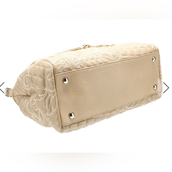 Versace vanitas ivory/cream embroidered leather shoulder bag Medusa #286 - Picture 5 of 8